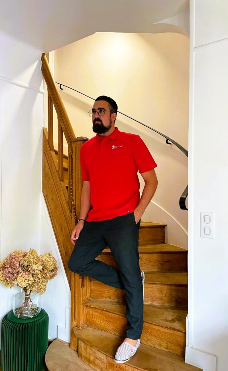 Polo homme en maille piquée coton bio Paul fabriqué en France. Gaga de L à Auxerre.